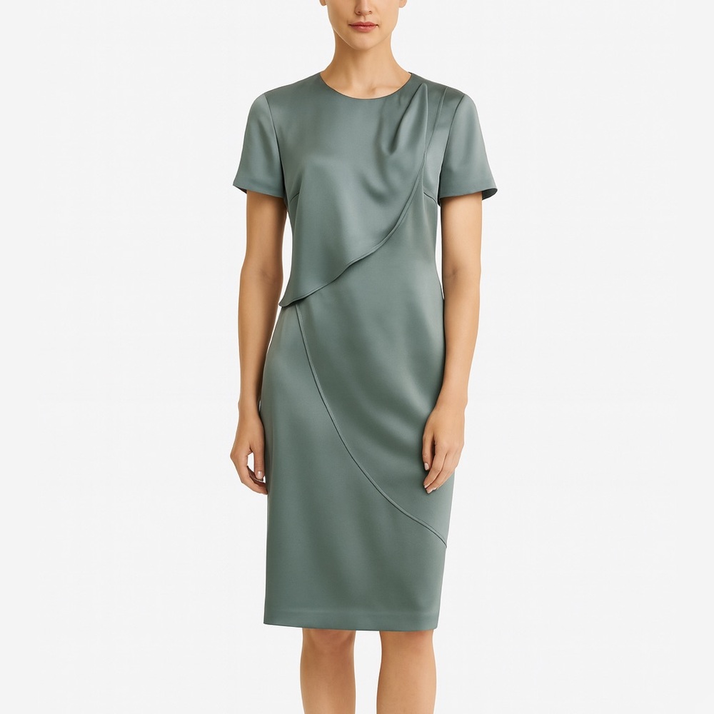 [St. John] EUC Satin Sheath Dress